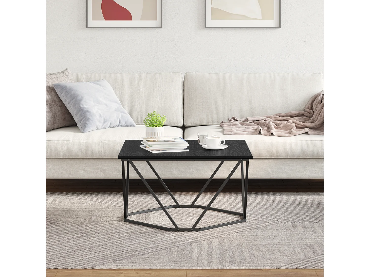 Table basse Noir Chêne 80x80x45 cm Bois d'ingénierie