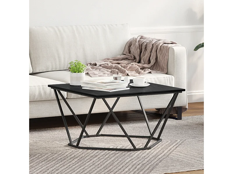 Table basse Noir Chêne 80x80x45 cm Bois d'ingénierie