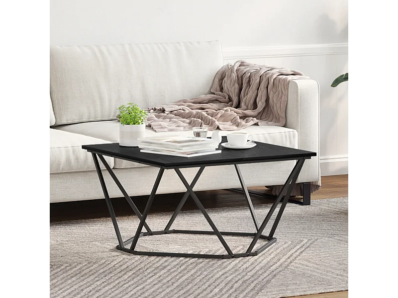 Table basse Noir Chêne 80x80x45 cm Bois d'ingénierie