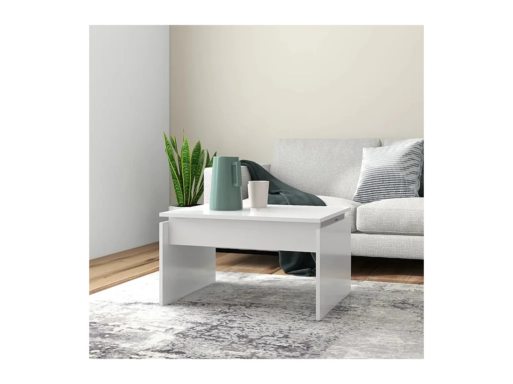 Table basse blanc 68x50x38 cm bois d'ingénierie