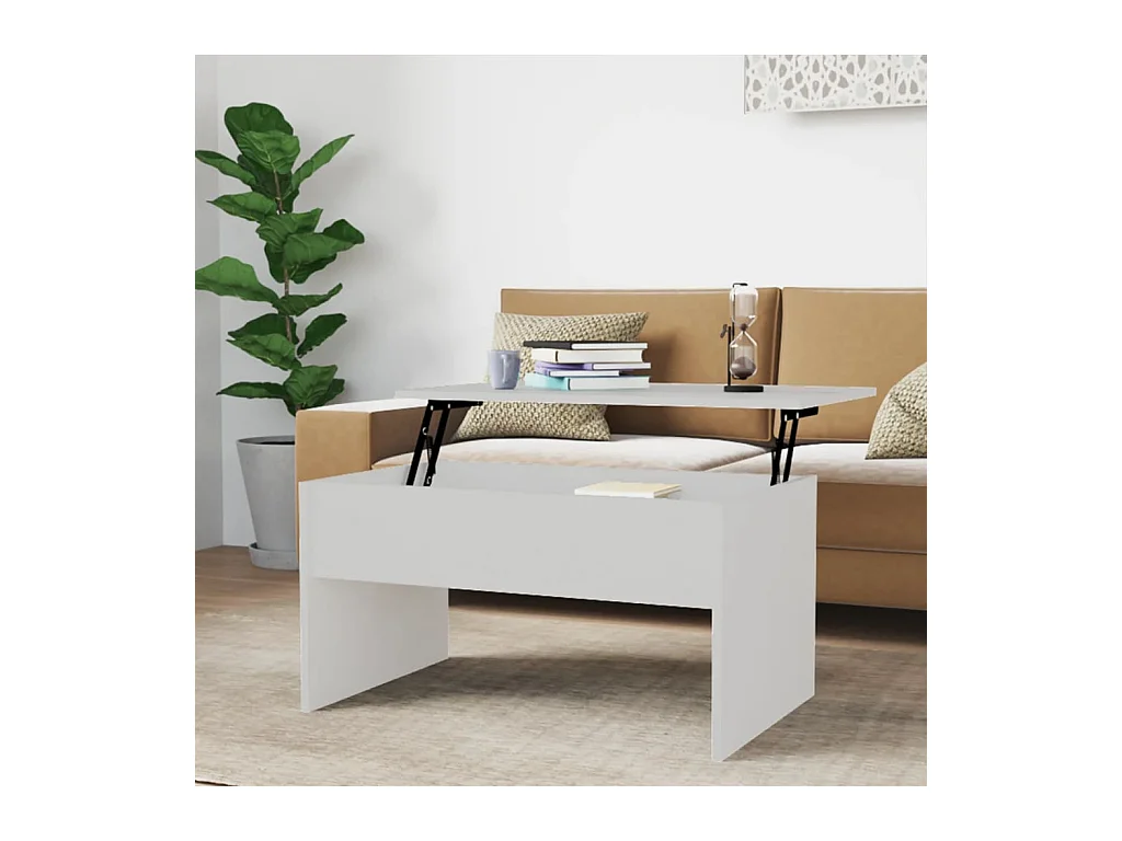 Table basse Blanc 80x50,5x41,5 cm Bois d'ingénierie