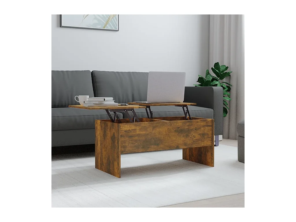 Table basse Chêne fumé 102x50,5x46,5 cm Bois d'ingénierie