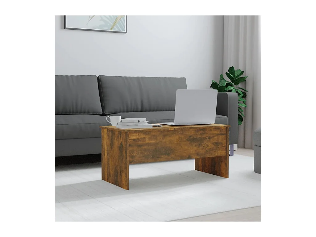 Table basse Chêne fumé 102x50,5x46,5 cm Bois d'ingénierie