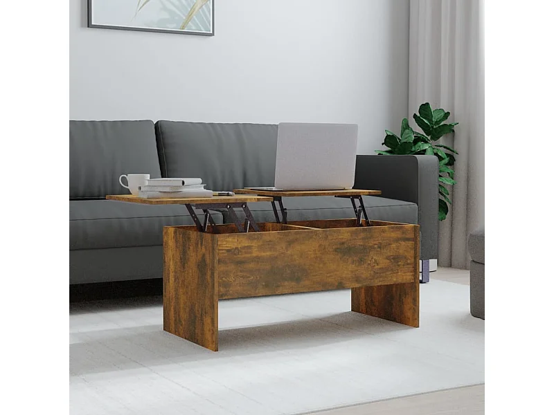Table basse Chêne fumé 102x50,5x46,5 cm Bois d'ingénierie
