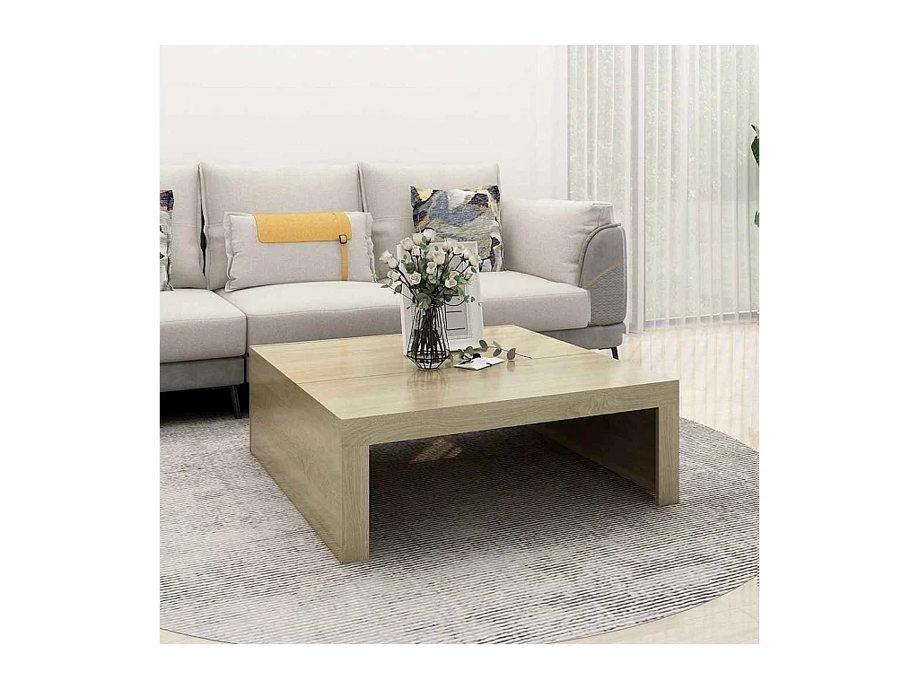 Couchtisch aus Sonoma-Eiche, 100 x 100 x 35 cm, Holzwerkstoff