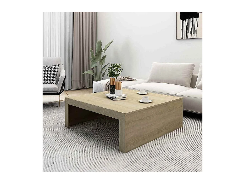 Couchtisch aus Sonoma-Eiche, 100 x 100 x 35 cm, Holzwerkstoff