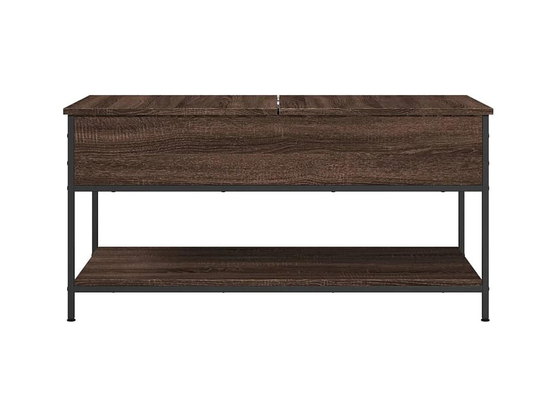 Table basse chêne marron 100x50x50cm bois d'ingénierie et métal