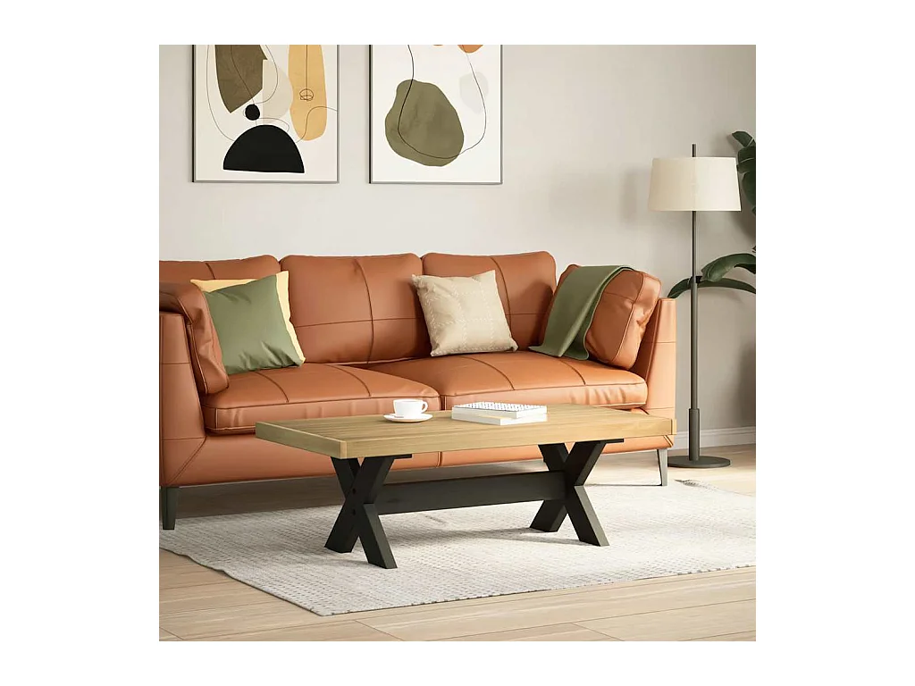 Table basse NOAIN pieds en forme de X 120x60x40 cm massif pin