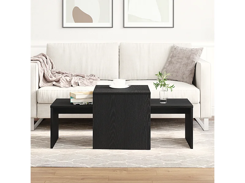 Woonkamer schilderijen van Black Oak 100x48x40 cm in gereconstrueerd hout