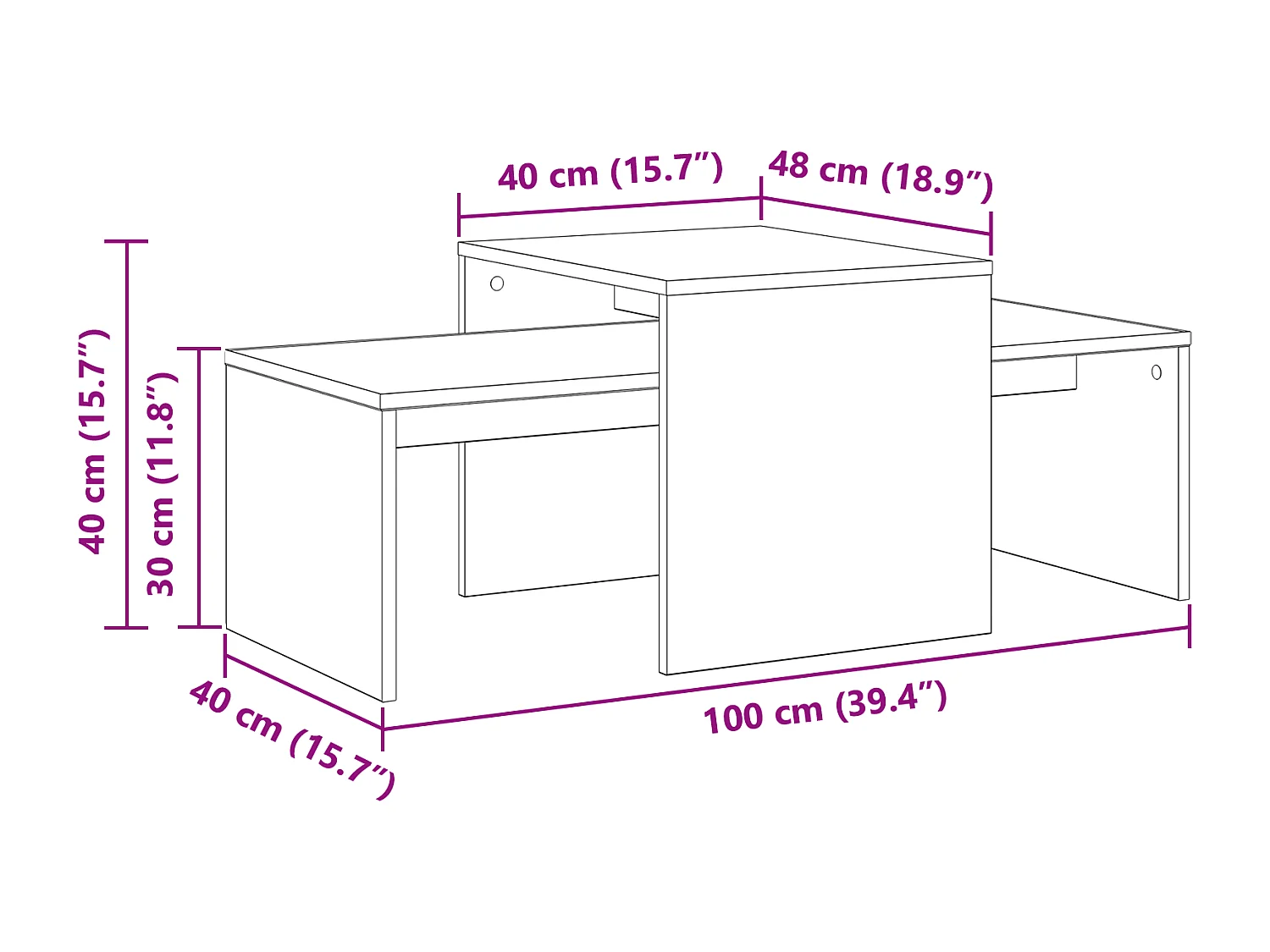 Tableaux de salon Noir Chêne 100x48x40 cm en bois reconstitué