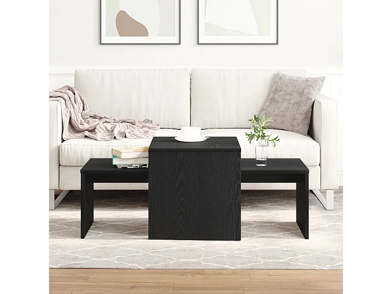 Tableaux de salon Noir Chêne 100x48x40 cm en bois reconstitué