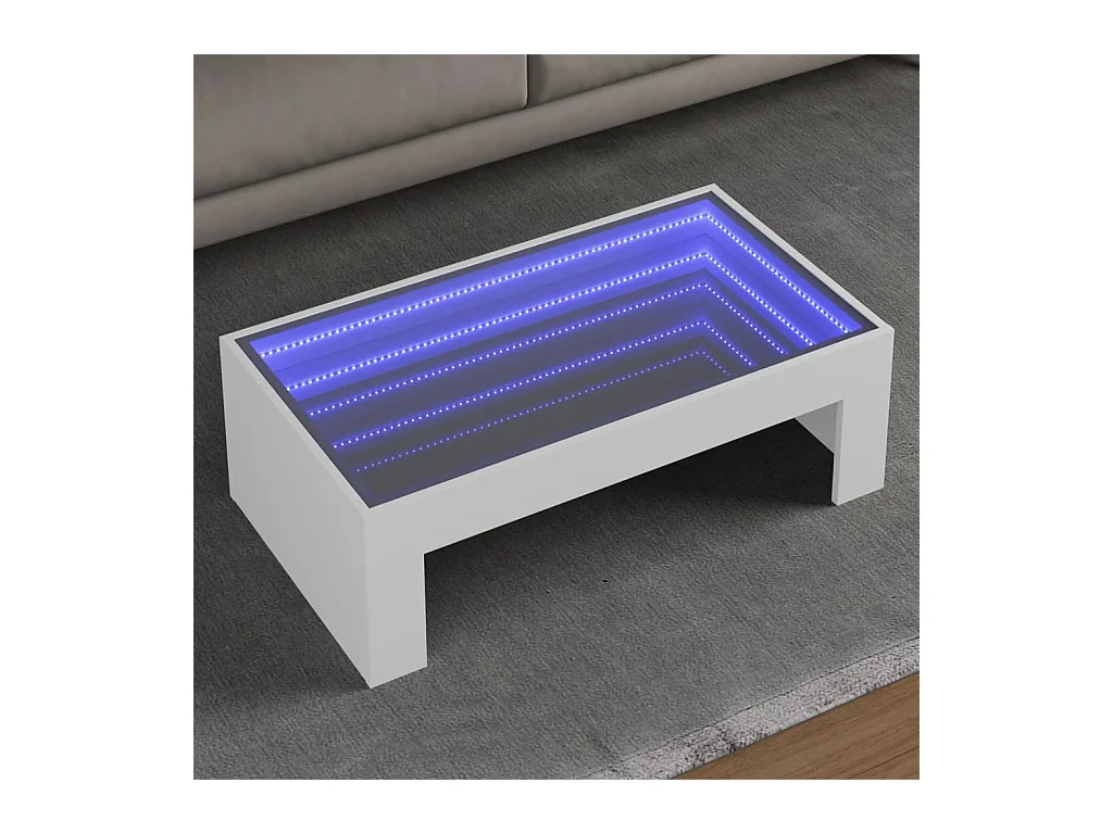 Table basse avec LED infini blanc 90x50x30 cm