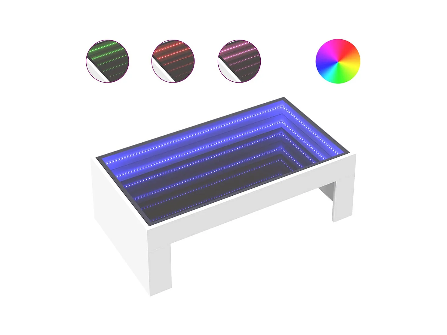 Table basse avec LED infini blanc 90x50x30 cm