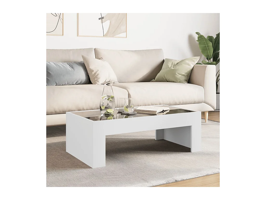 Table basse avec LED infini blanc 90x50x30 cm