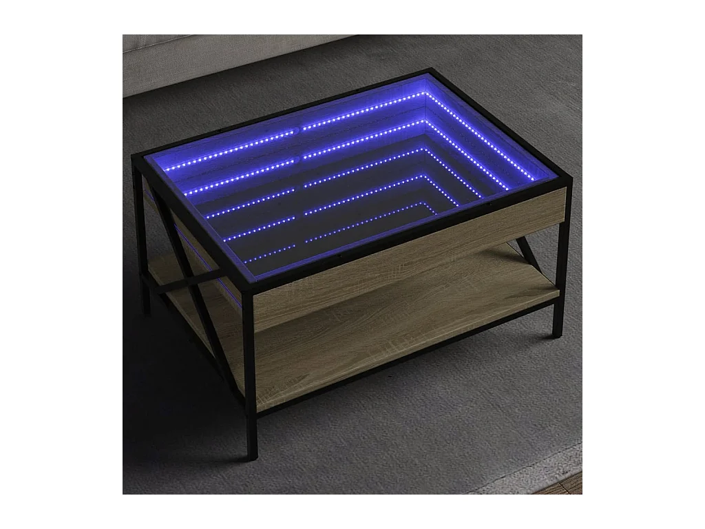 Salontafel met oneindige LED Sonoma eiken 70x50x38 cm