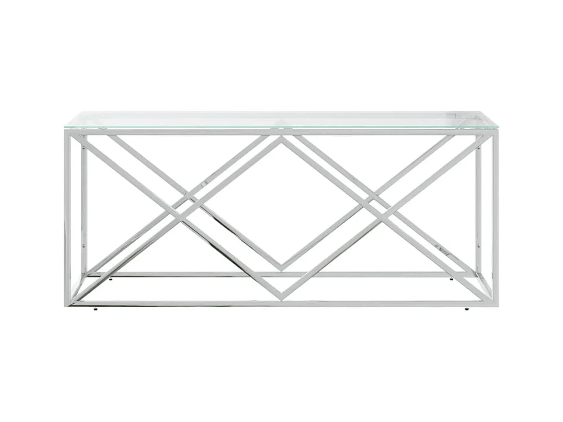 Mesa de centro 110x45x45 cm acero inoxidable y cristal