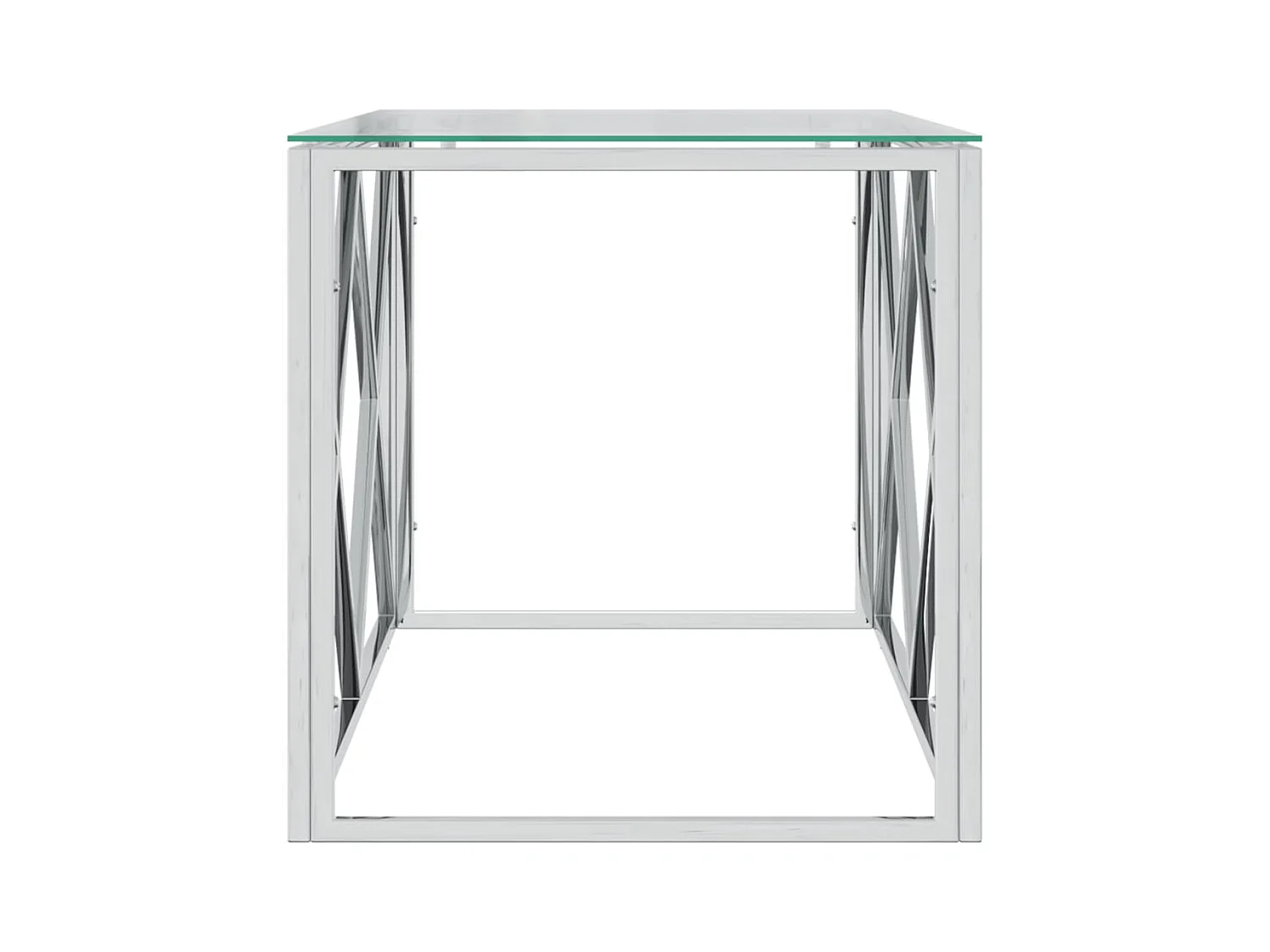Mesa de centro 110x45x45 cm acero inoxidable y cristal