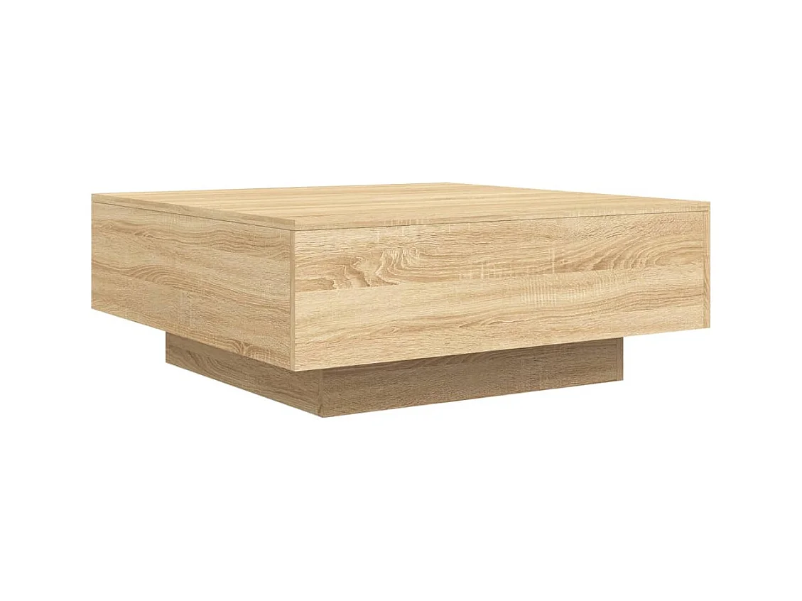 Table basse avec lumières LED chêne sonoma 80x80x31 cm
