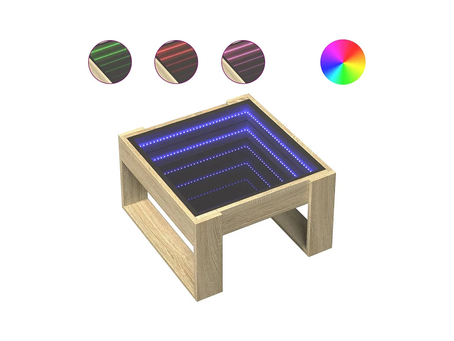 Table basse avec LED infini chêne sonoma 50x53x30 cm