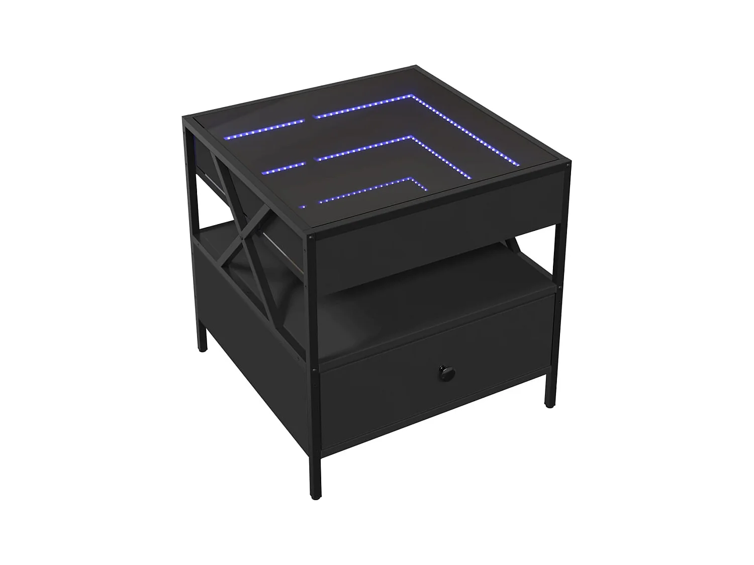 Table basse avec LED Infinity noir 50x50x51 cm