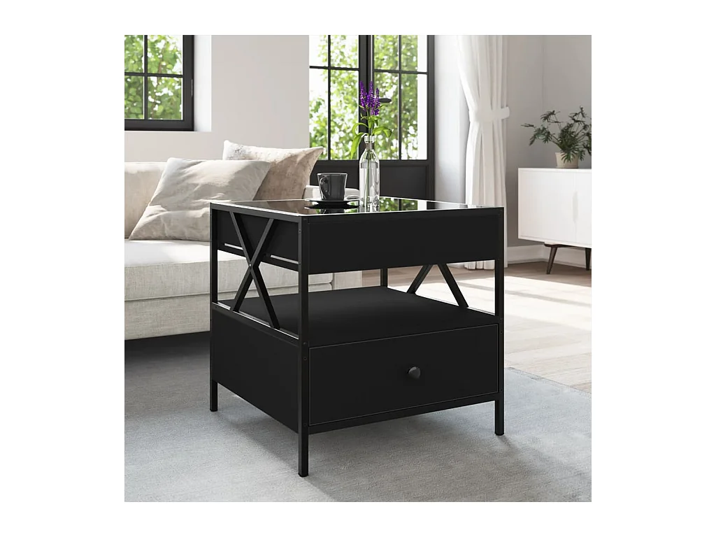 Table basse avec LED Infinity noir 50x50x51 cm