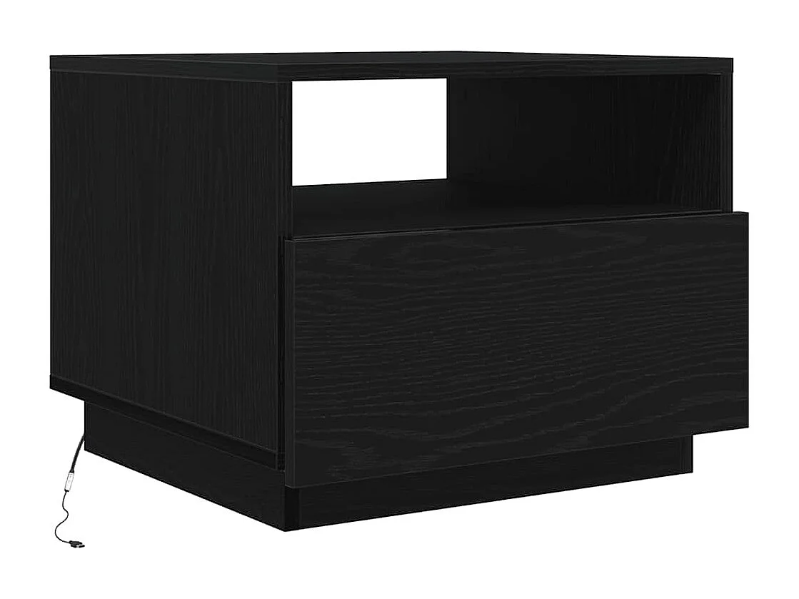 Table basse avec lumières LED chêne noir 50x49x40 cm