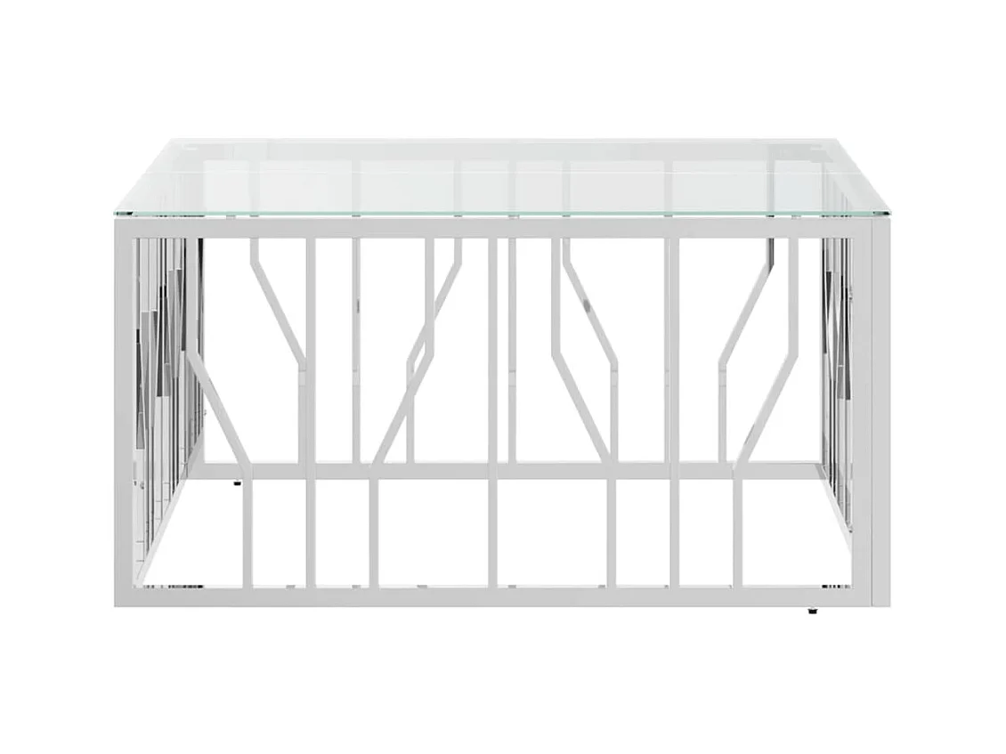 Salontafel 80x80x40 cm roestvrij staal en glas