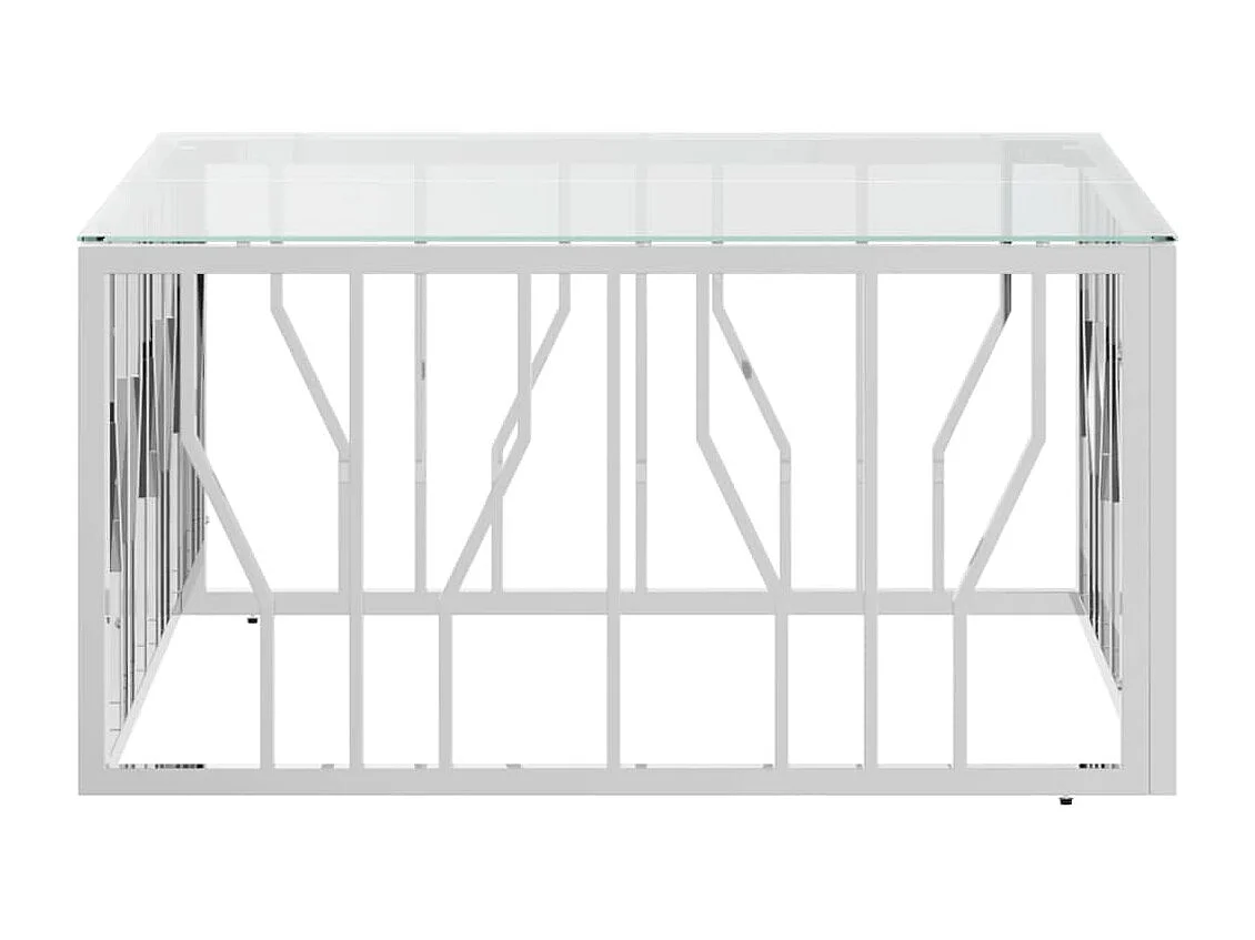 Table basse 80x80x40 cm acier inoxydable et verre