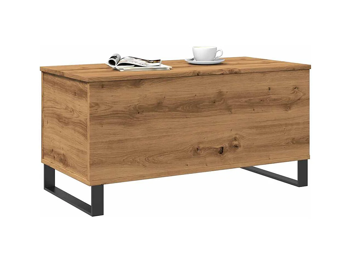 Table basse chêne artisanal 90x44,5x45 cm bois d'ingénierie