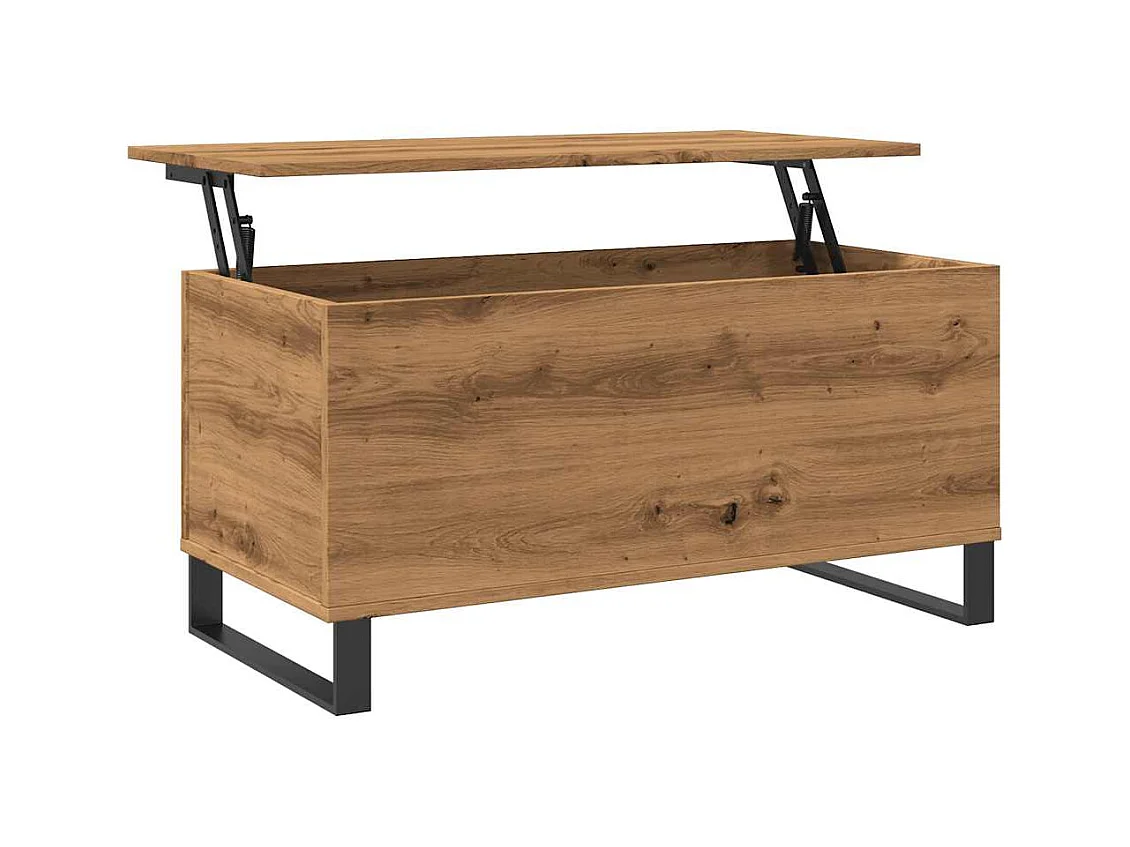 Table basse chêne artisanal 90x44,5x45 cm bois d'ingénierie