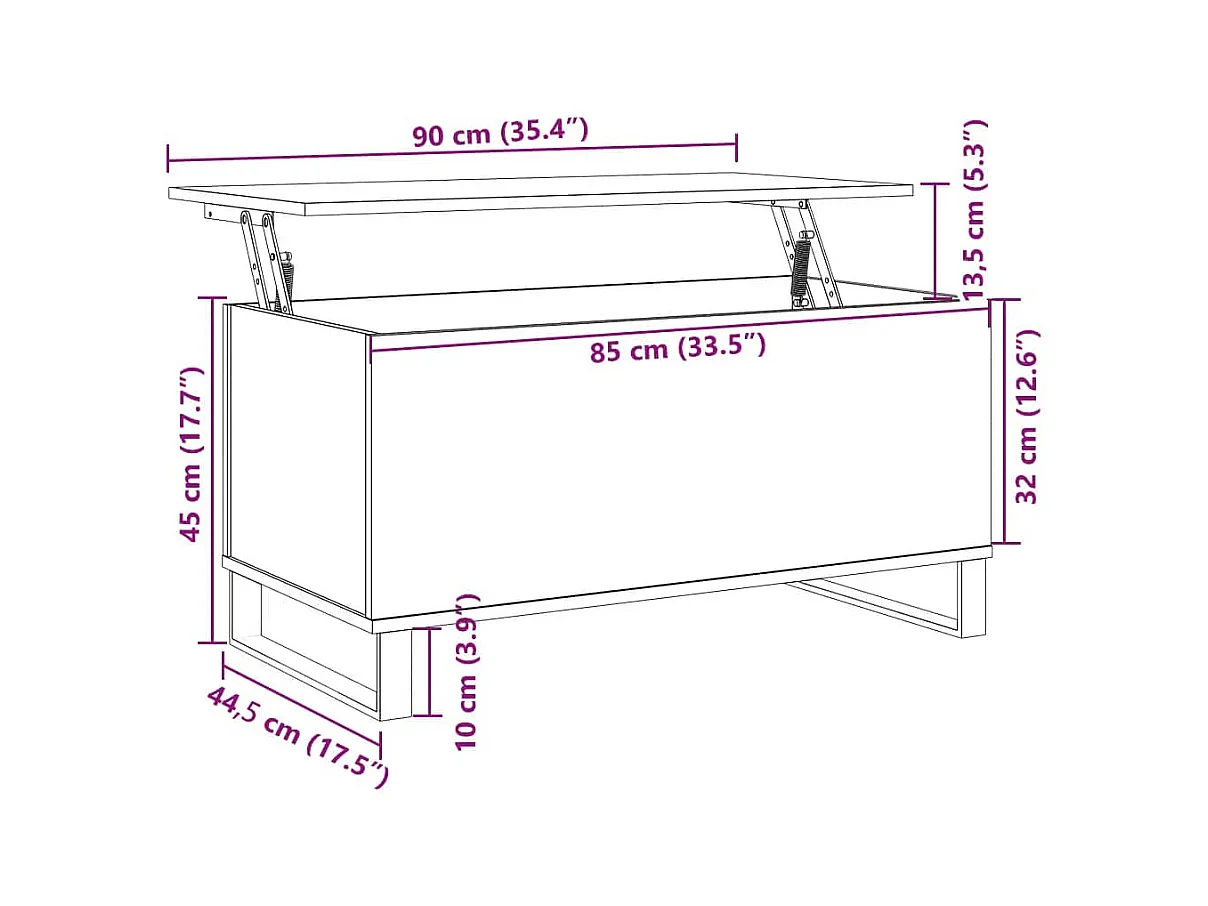 Table basse chêne artisanal 90x44,5x45 cm bois d'ingénierie