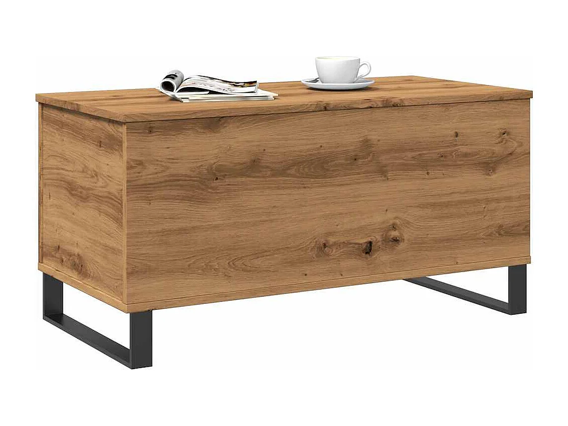 Table basse chêne artisanal 90x44,5x45 cm bois d'ingénierie