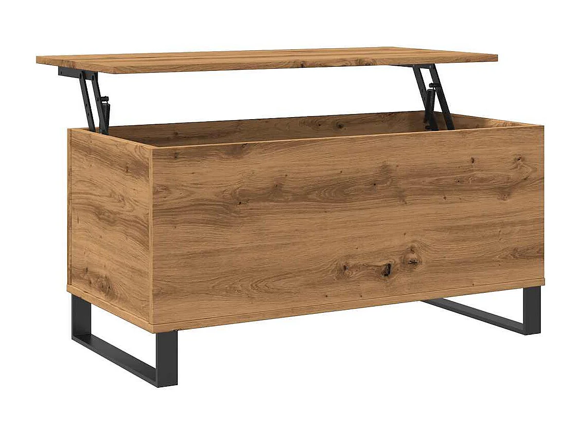 Table basse chêne artisanal 90x44,5x45 cm bois d'ingénierie