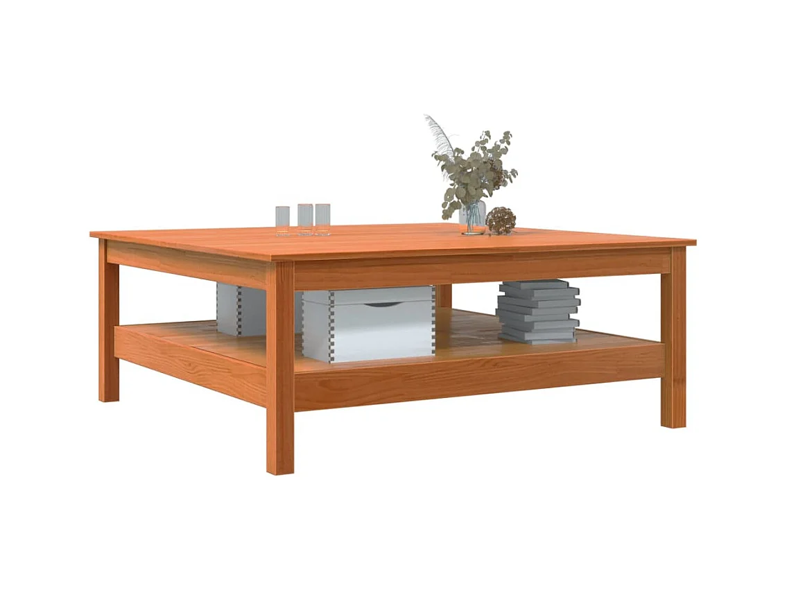 Table basse cire marron 100x100x40 cm bois massif de pin