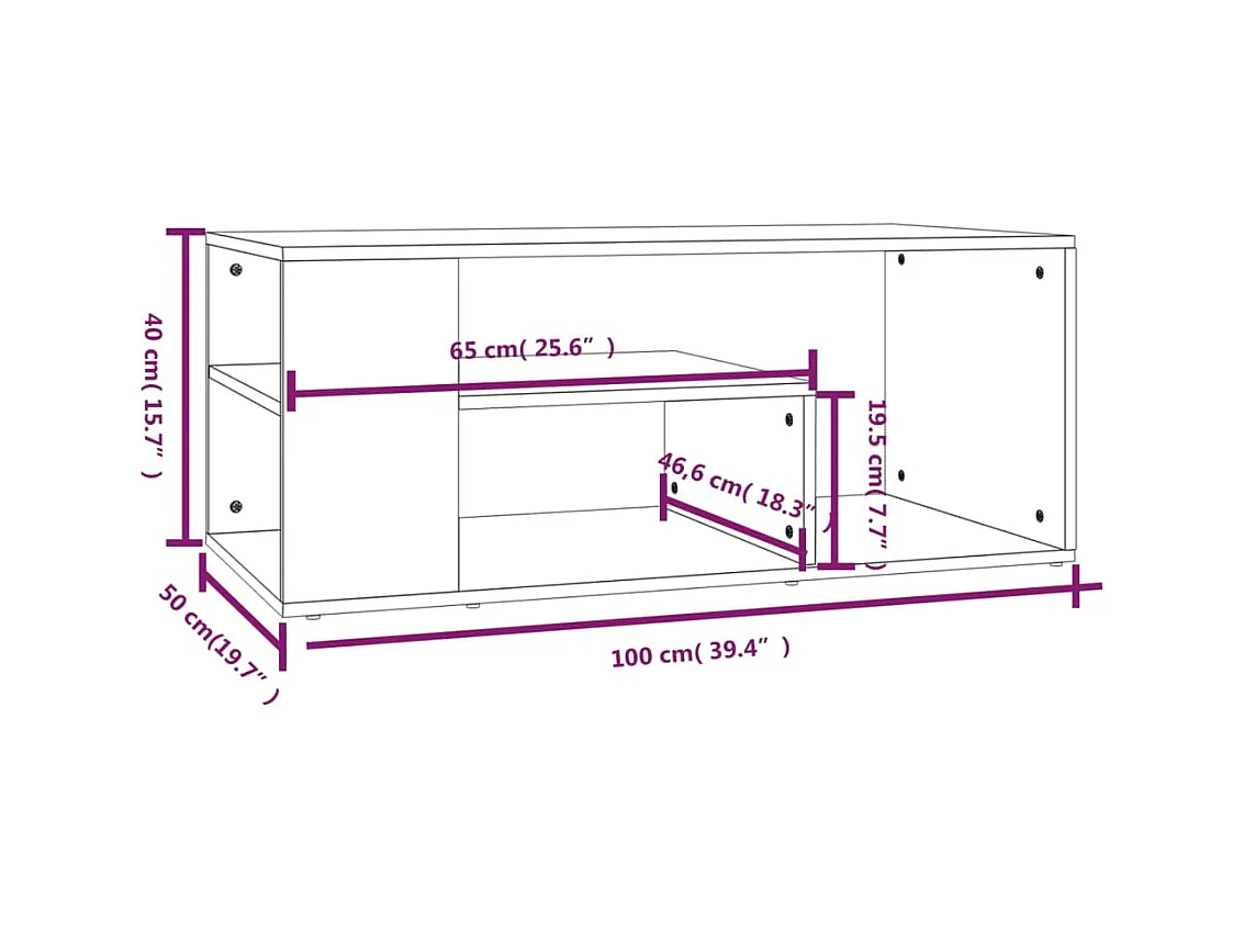 Tavolino da caffè Rovere marrone 100x50x40 cm Legno composito