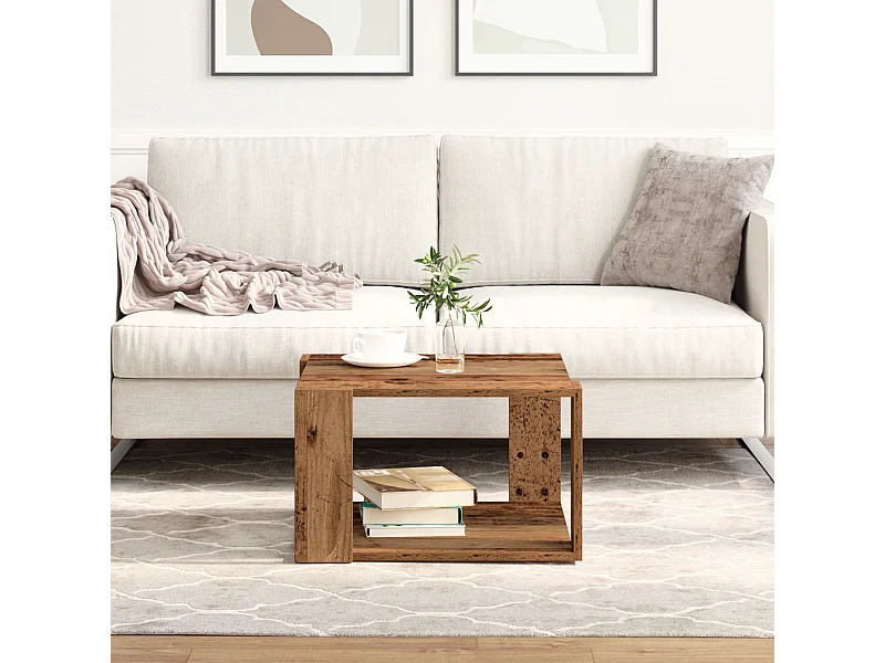 Table Basse Bois Ancien 51,5x51,5x30 cm Bois Aggloméré