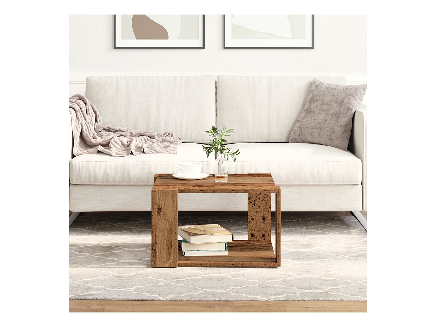 Table Basse Bois Ancien 51,5x51,5x30 cm Bois Aggloméré