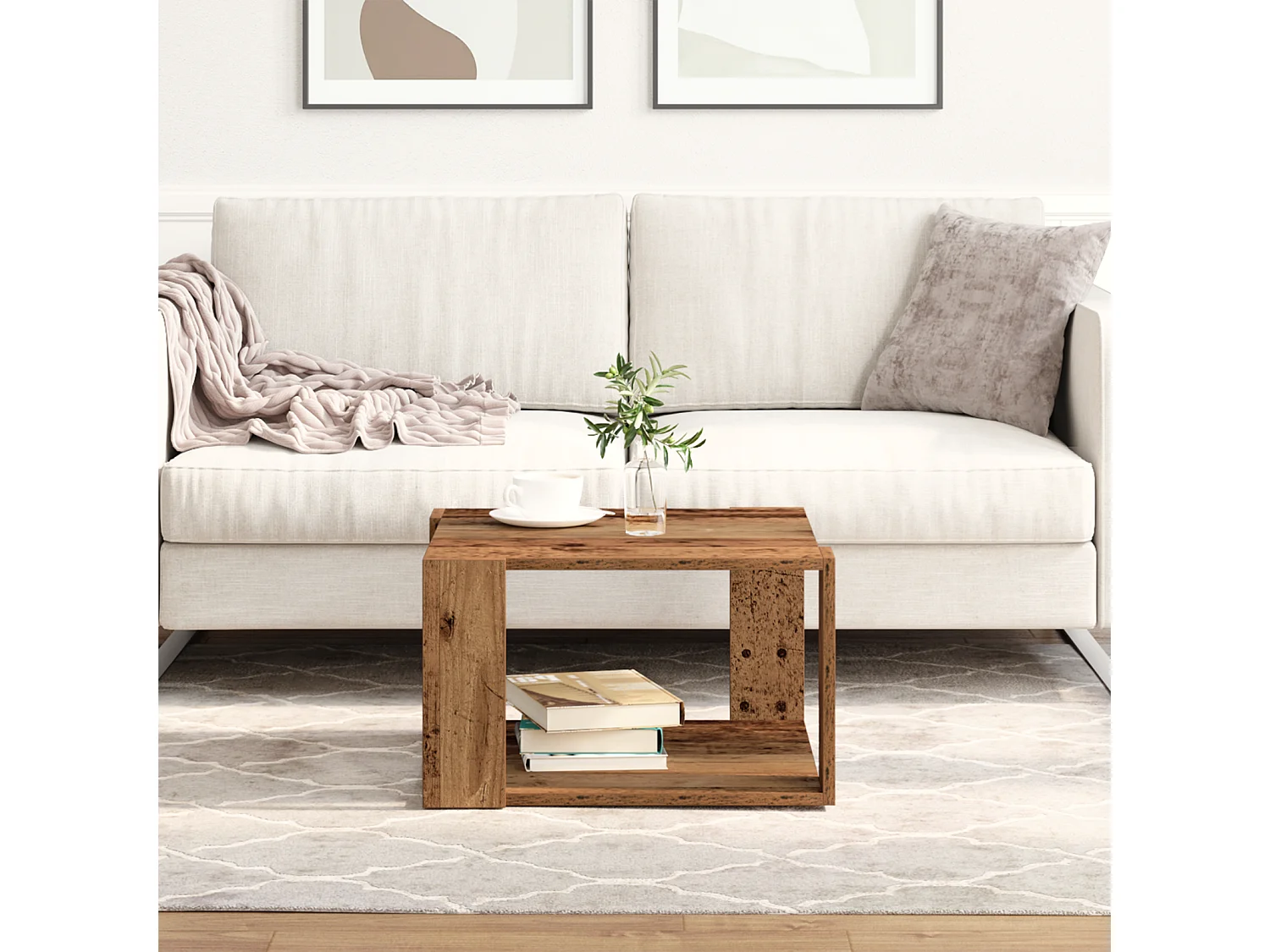 Table Basse Bois Ancien 51,5x51,5x30 cm Bois Aggloméré