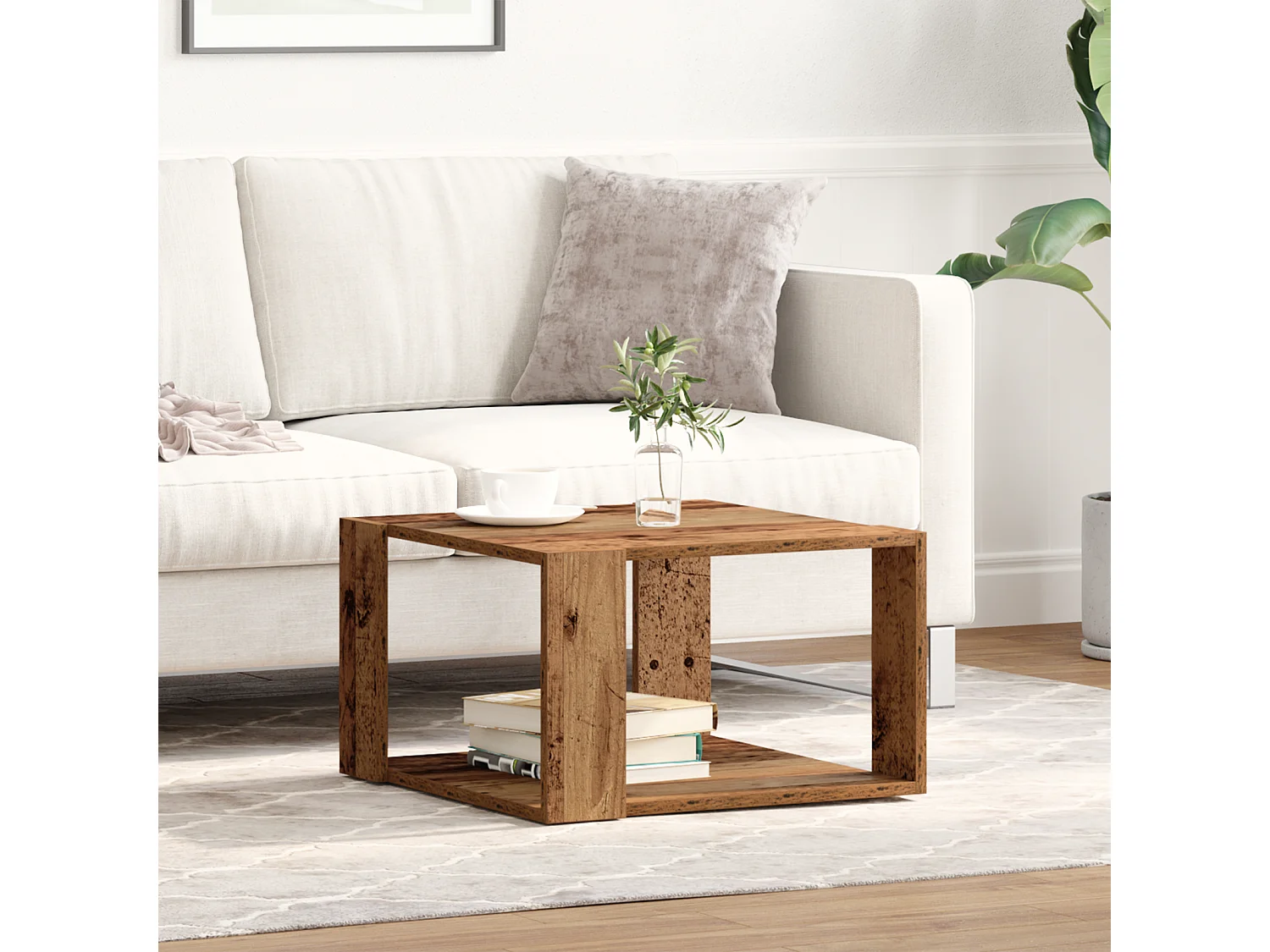 Table Basse Bois Ancien 51,5x51,5x30 cm Bois Aggloméré