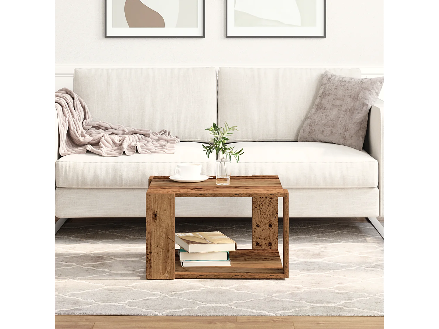 Table Basse Bois Ancien 51,5x51,5x30 cm Bois Aggloméré