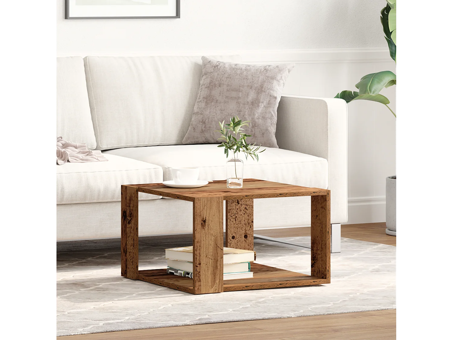 Table Basse Bois Ancien 51,5x51,5x30 cm Bois Aggloméré