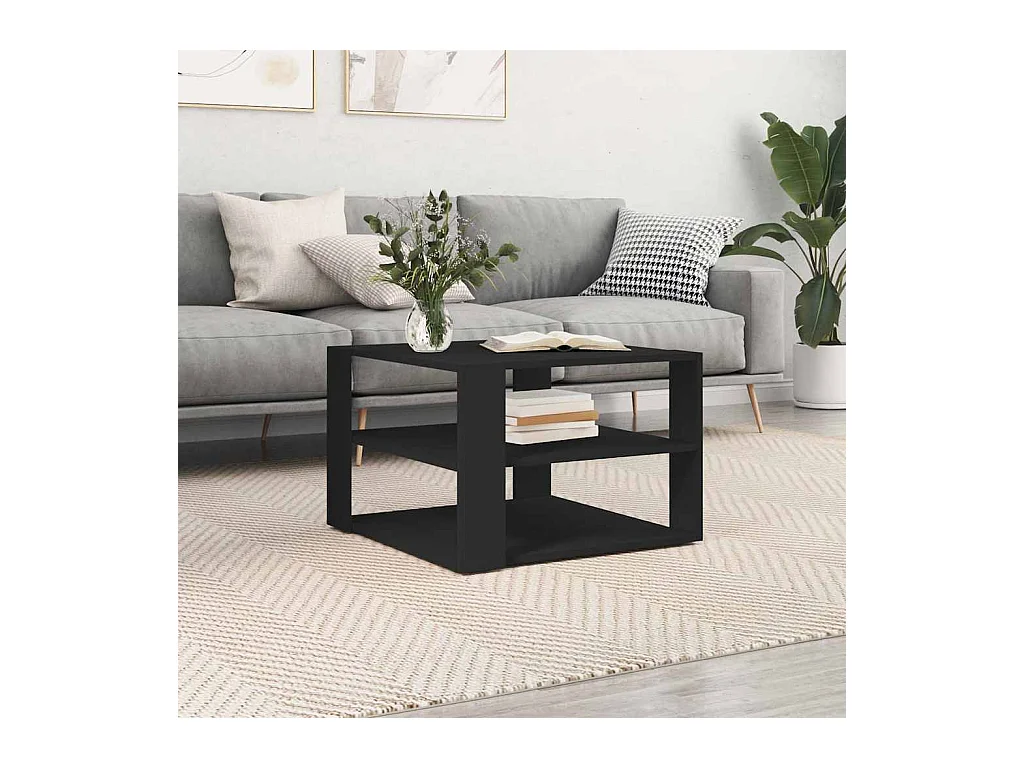 Tavolino da caffè nero 59,5x59,5x40 cm in legno ingegnerizzato