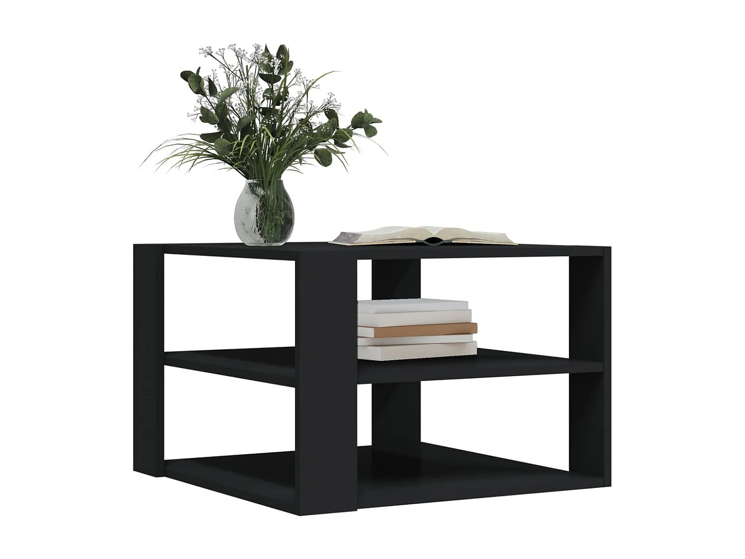 Tavolino da caffè nero 59,5x59,5x40 cm in legno ingegnerizzato
