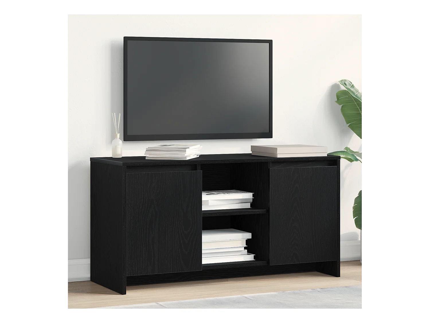 Meuble TV en chêne noir 102x37,5x52,5 cm en bois d'ingénierie