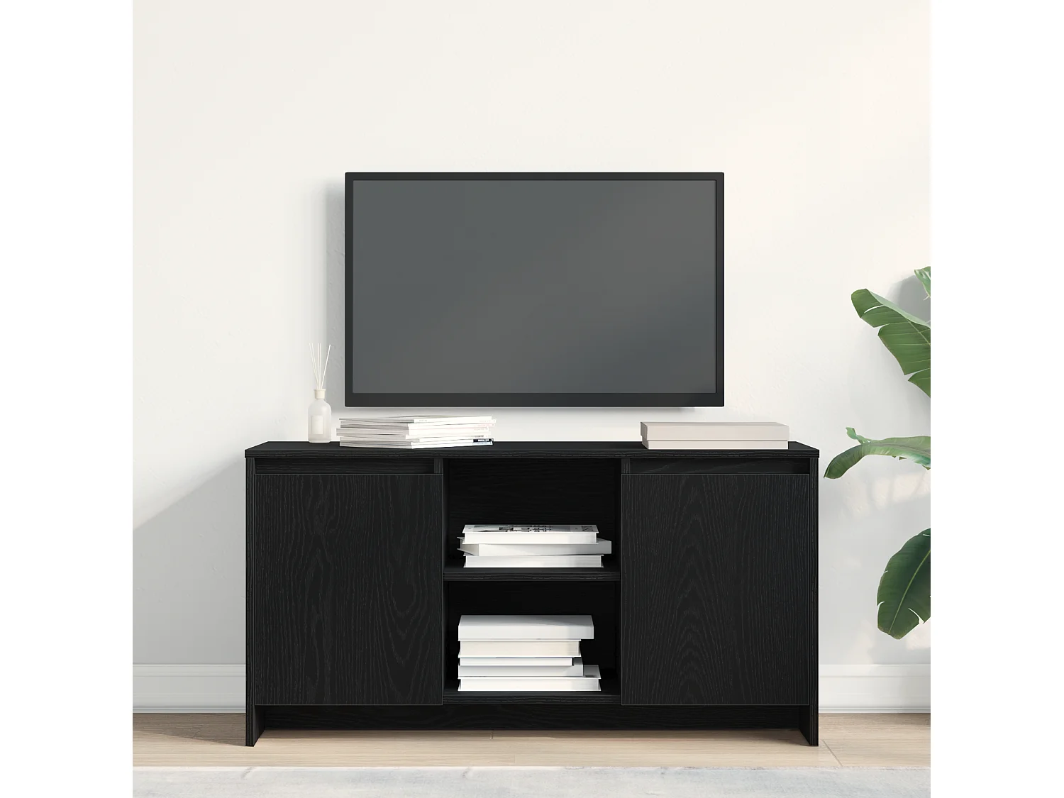 Meuble TV en chêne noir 102x37,5x52,5 cm en bois d'ingénierie