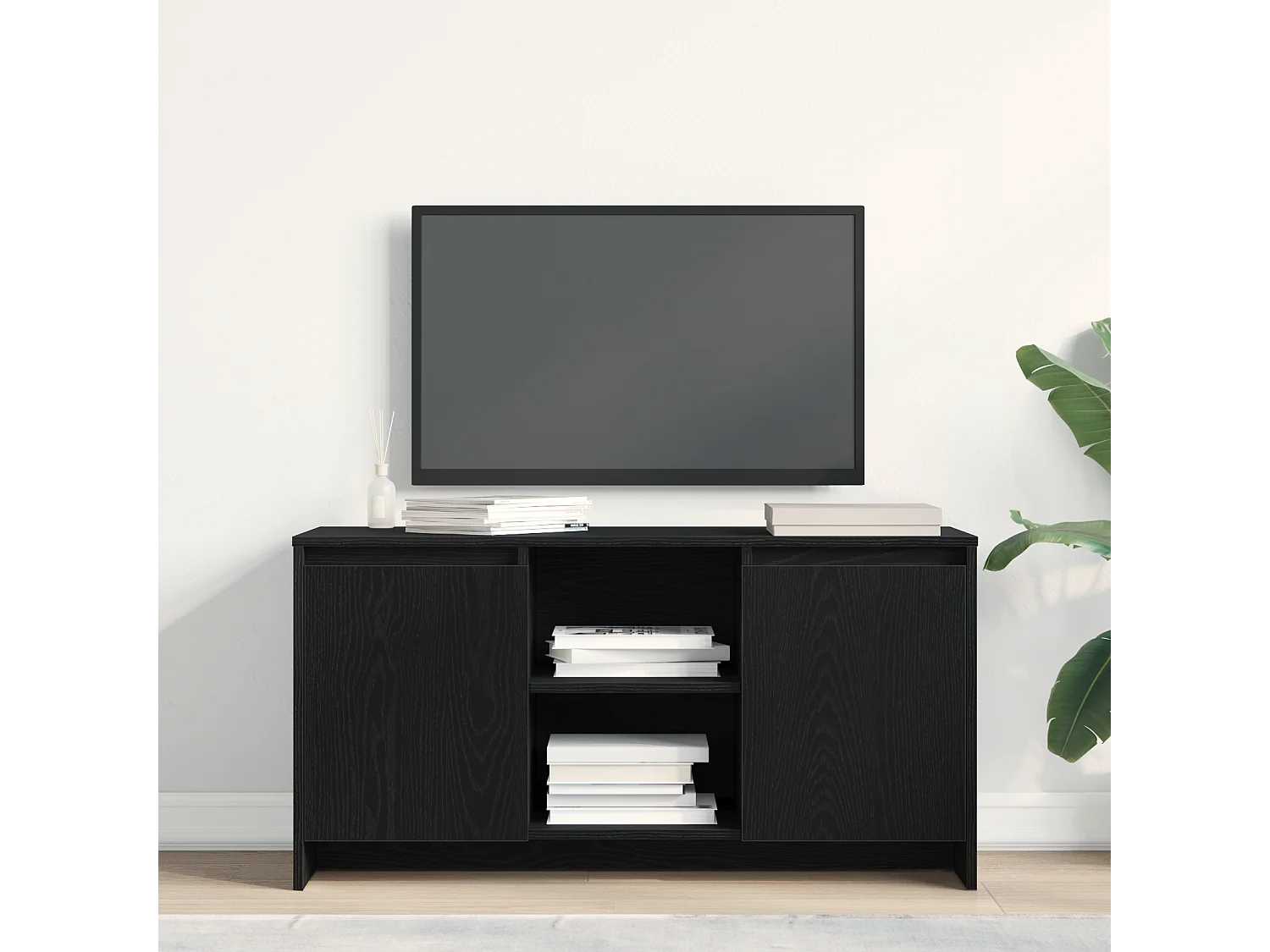 Meuble TV en chêne noir 102x37,5x52,5 cm en bois d'ingénierie