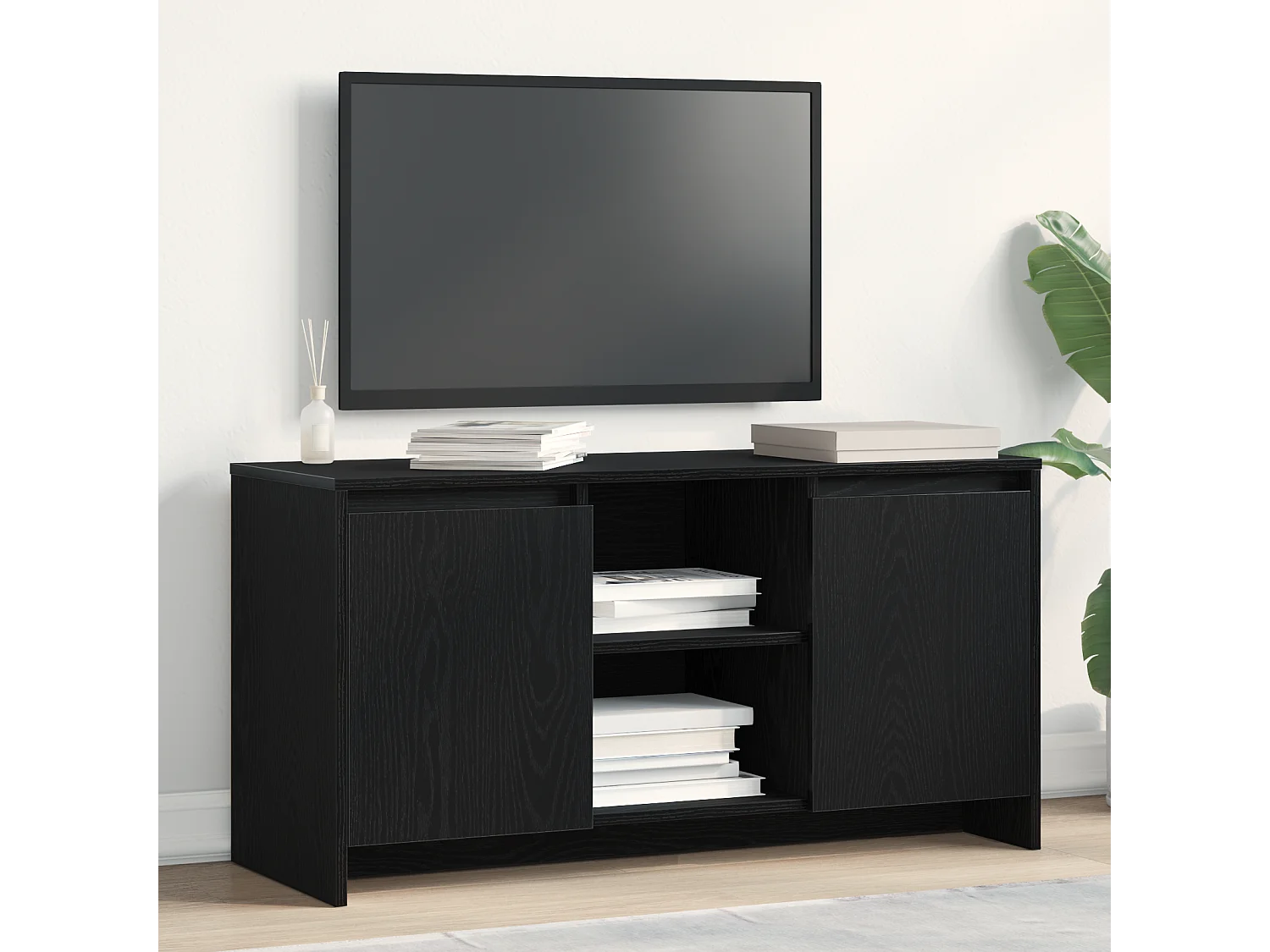 Meuble TV en chêne noir 102x37,5x52,5 cm en bois d'ingénierie