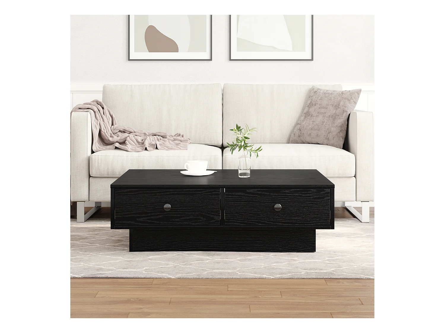 Table Basse Bois Noir Bois d'ingénierie 90 x 90 x 28 cm