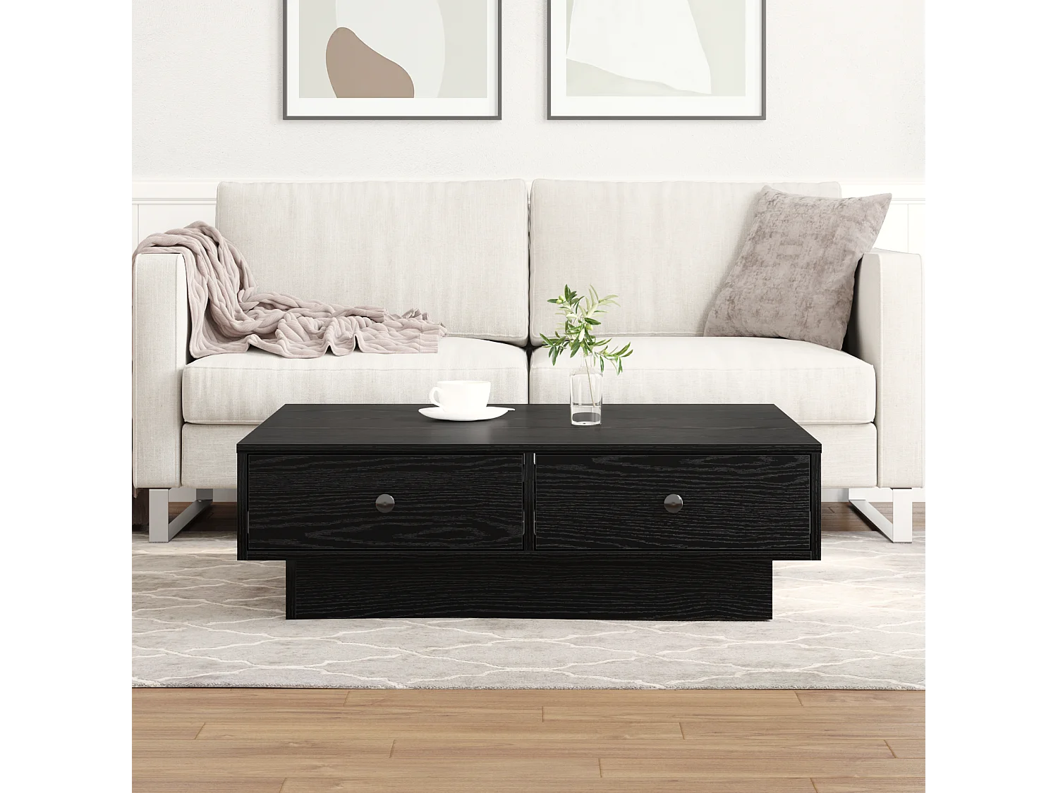 Table Basse Bois Noir Bois d'ingénierie 90 x 90 x 28 cm