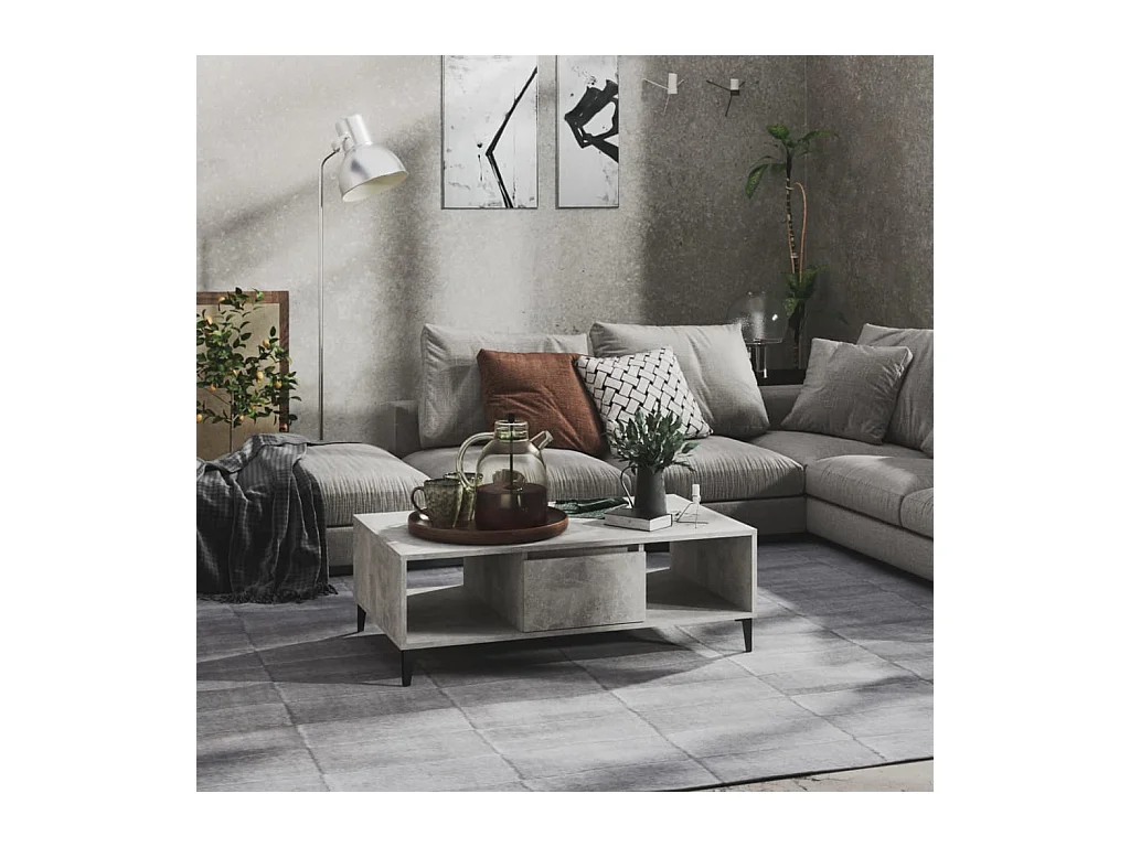 Table basse gris béton 103,5x60x35 cm bois d'ingénierie